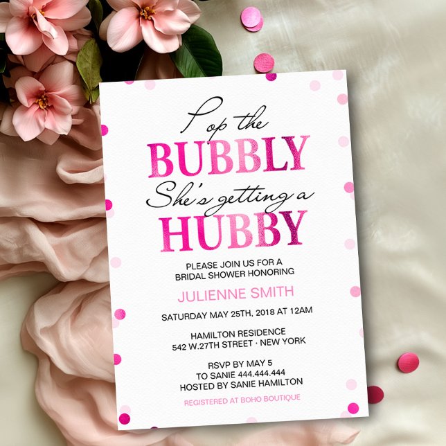 Fête des mariées Hot Pink Confetti Invitations (Créateur téléchargé)