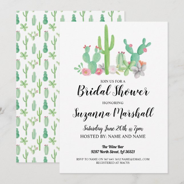 Fête des mariées Invitation Cactus Bachelorette Ca (Devant / Derrière)
