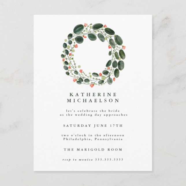 FÊTE DES MARIÉES | Invitation de couronne d'aquare (Devant)