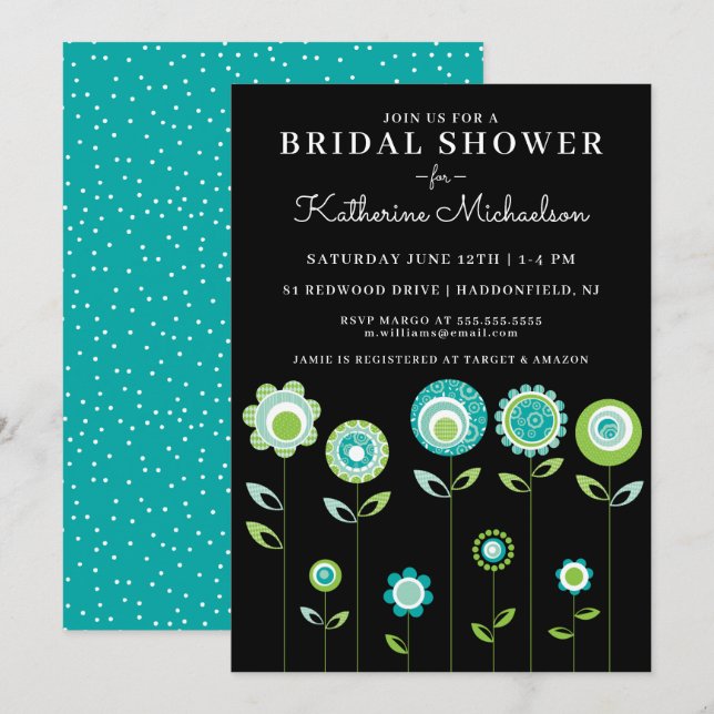 FÊTE DES MARIÉES | Invitation de Jardin Fleur Mode (Devant / Derrière)