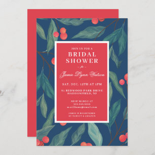 Fête des mariées Invitation Holiday Holly & Berr