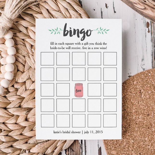 Fête des mariées Jeu de carte de bingo, Mason bota (Créateur téléchargé)