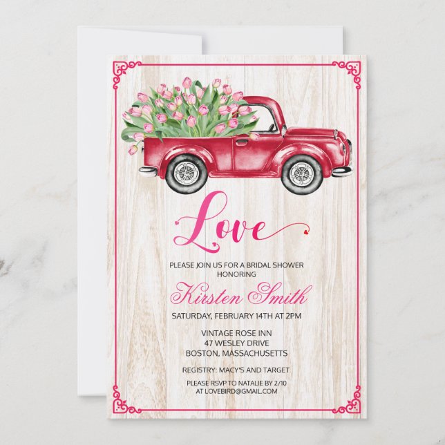 Fête des mariées Love Floral Truck Invitation (Devant)