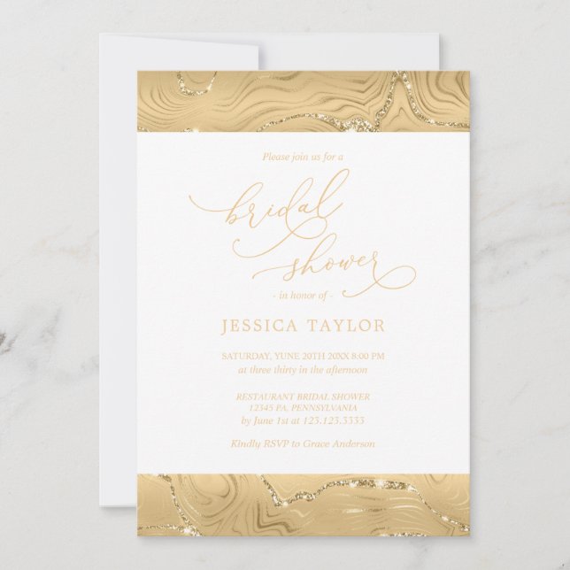 Fête des mariées moderne Luxury Gold Invitation (Devant)