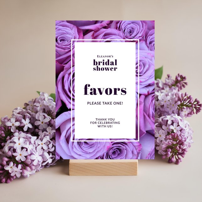 Fête des mariées photo Rose violette Faveurs carte (Créateur téléchargé)
