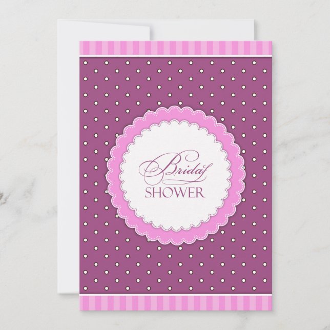 Fête des mariées Polka rose violet plat Invitation (Devant)