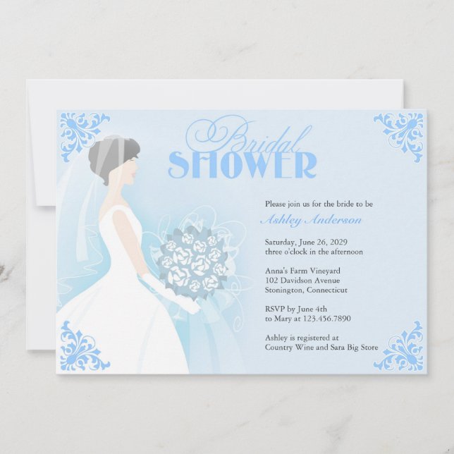 Fête des mariées Robe blanche Invitation plate (Devant)