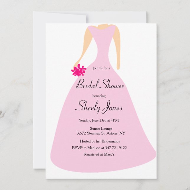 FÊTE DES MARIÉES ROSE ÉLÉGANT DRESS INVITATION (Devant)