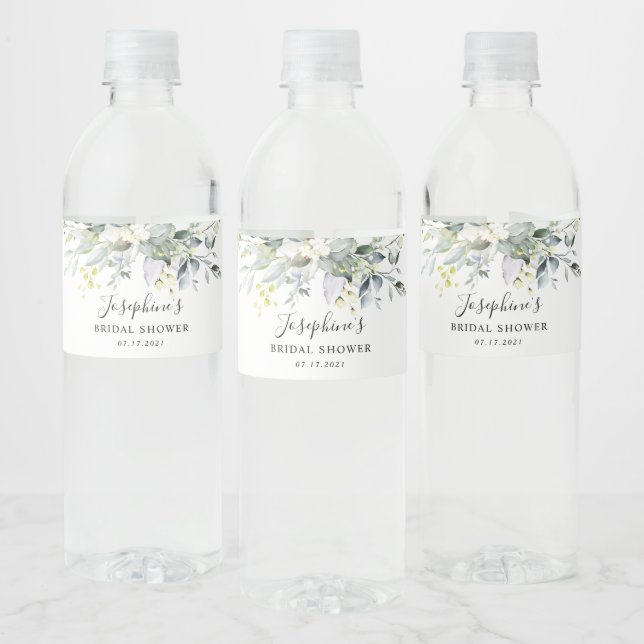 Fête des mariées Rose Eucalyptus Étiquette bouteil (Bouteilles)