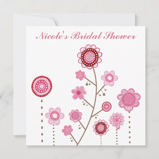 Fête des mariées Rose Floral Girly Invitation (Devant)