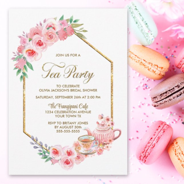 Fête des mariées rose Floral Tea Party Invitation (Créateur téléchargé)