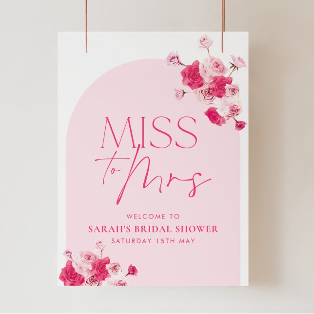 Fête des mariées Rose Mlle À Mme Affiche de bienve (Créateur téléchargé)