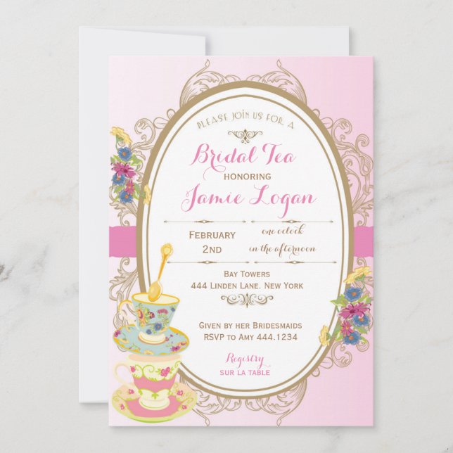Fête des mariées Tea Party Invitation (Devant)