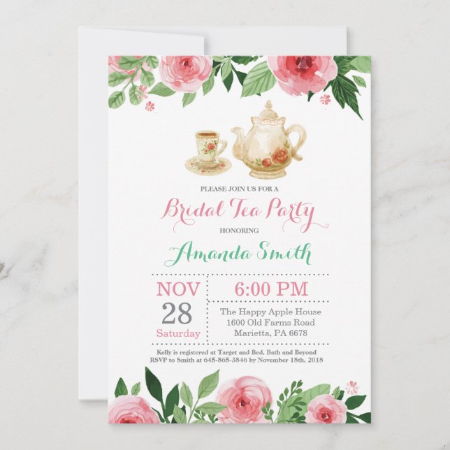 Fête des mariées Tea Party Invitation (Devant)