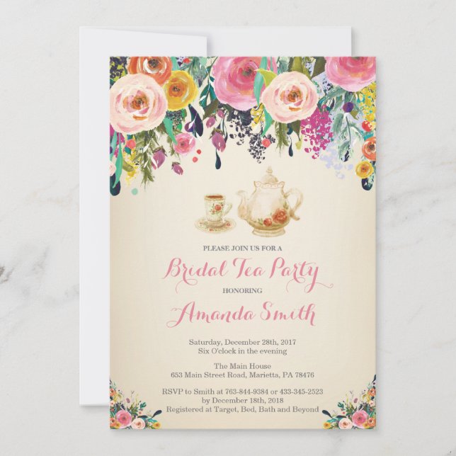 Fête des mariées Tea Party Invitation (Devant)