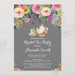 Fête des mariées Tea Party Invitation Floral