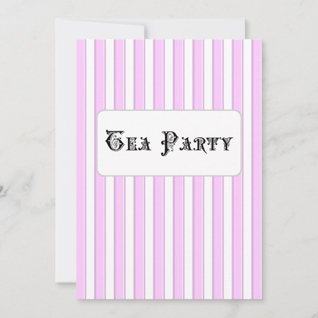 Fête des mariées Tea Party Pink Stripe Invitations (Devant)