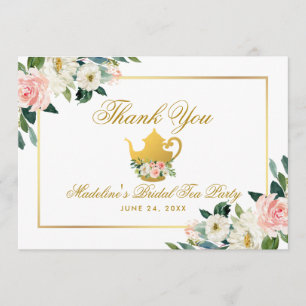 Fête des mariées Tea Party rose Floral Gold Merci