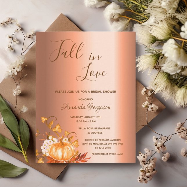 Fête des mariées tomber amoureux invitation cuivre (Créateur téléchargé)