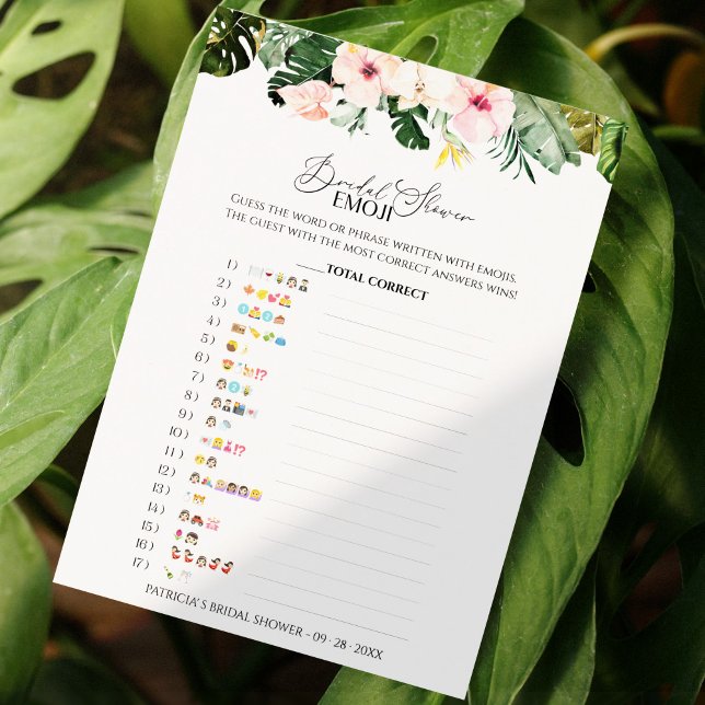 Fête des mariées tropicale Emoji Carte photo (Créateur téléchargé)