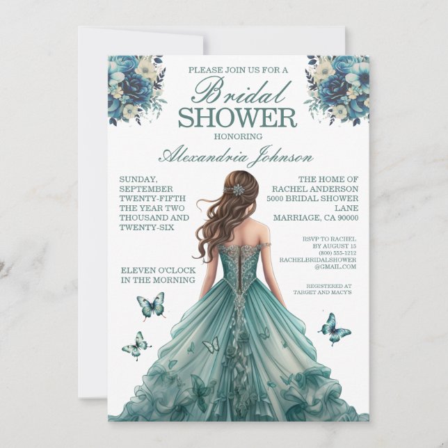 Fête des mariées turquoise Fancy Dress Invitations (Devant)