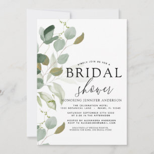 Fête des mariées verte Eucalyptus Invitation