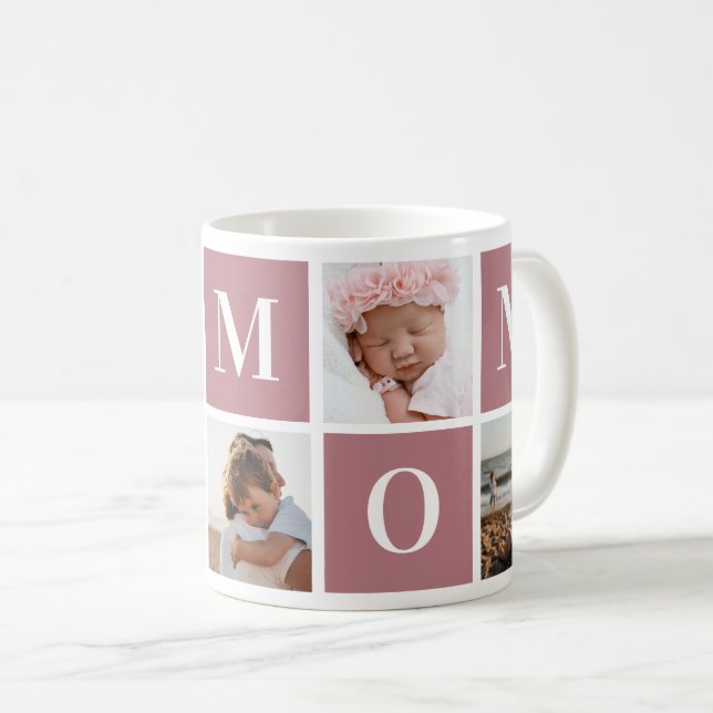 Fête des mères 5 Photo Collage I Love Mom Mug (Devant droit)