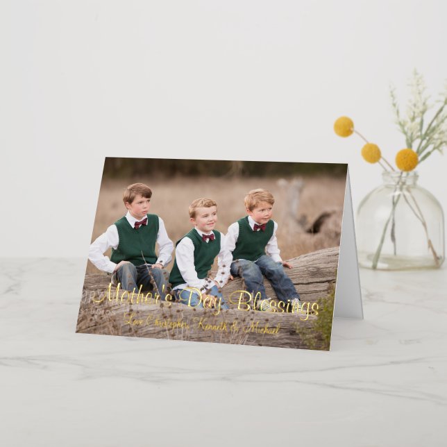 Fête des mères Bénédictions Carte de vacances (Fleur d'or)