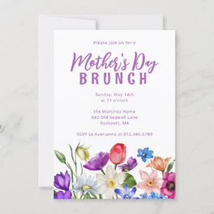 Fête des mères Brunch Fleur sauvage Invitation