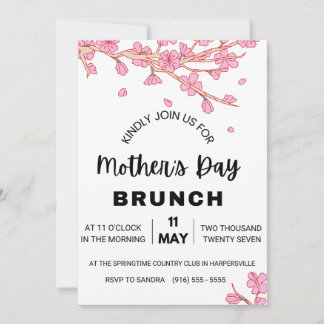 Fête des mères Brunch Invitation Watercolor Poppy