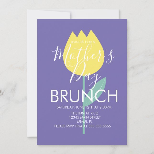 Fête des mères Brunch Tulip Floral Invitation (Devant)