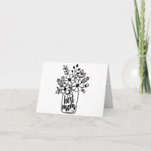Fête des mères Carte florale noire et blanche