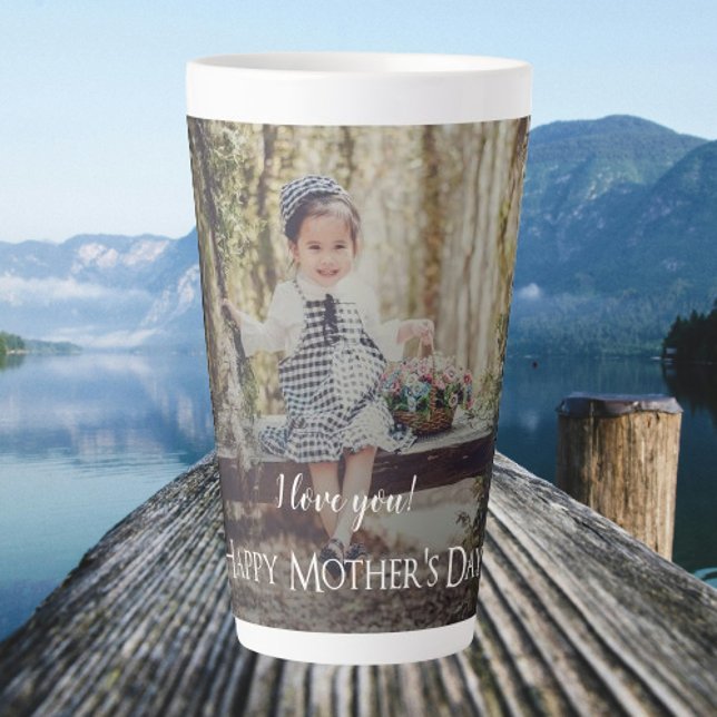 Fête des mères contemporaines Photo Latte Mug (Modern Mothers Day Photo Personalized Latte Mug)