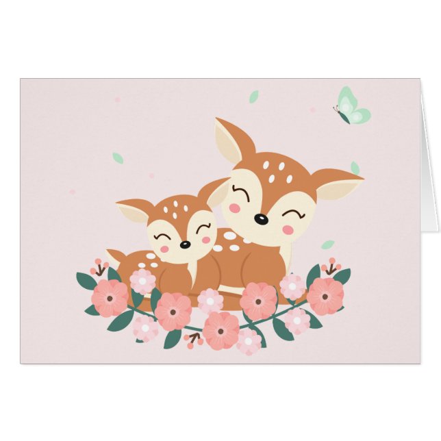 Fête des mères de maman et de bébé cerf (Devant horizontal)