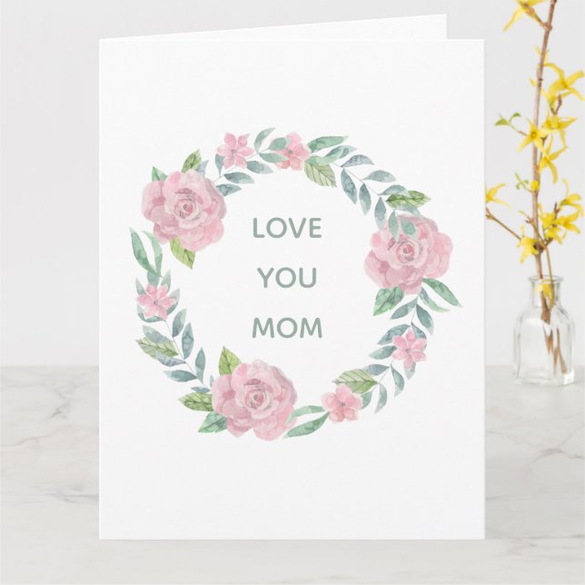 Fête des mères Floral Love You Maman Carte pliée (Fleur jaune)