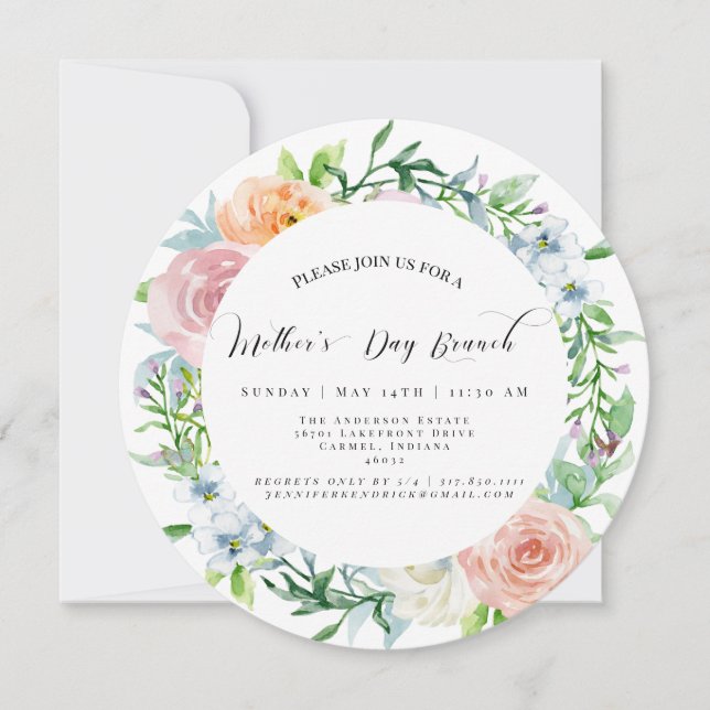 Fête des mères florales Brunch Circle Invitation (Devant)