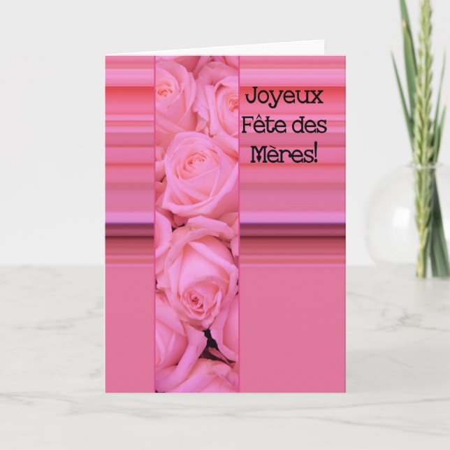 Fête des Mères french Roses & stripes Mother's Day Card (Front)