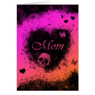 Fête des mères Goth rose Orange avec des crânes, C