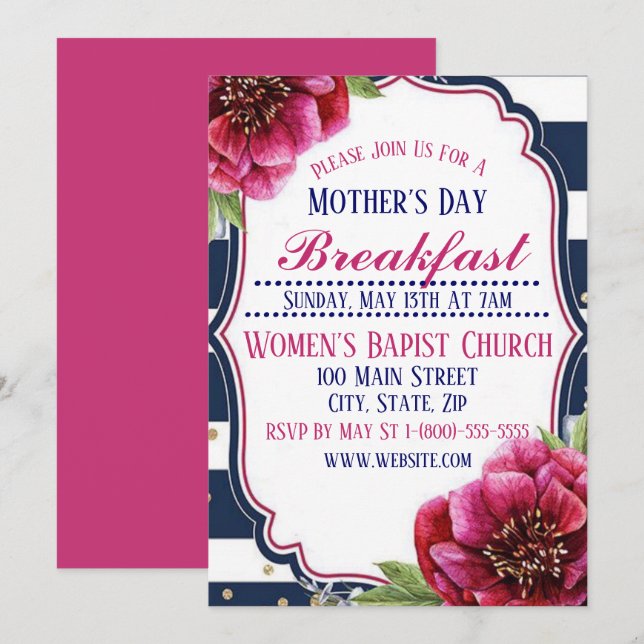 Fête des mères Invitation Carte d'appartement (Devant / Derrière)