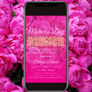 Fête des mères Invitation Neon Rose Rose rose