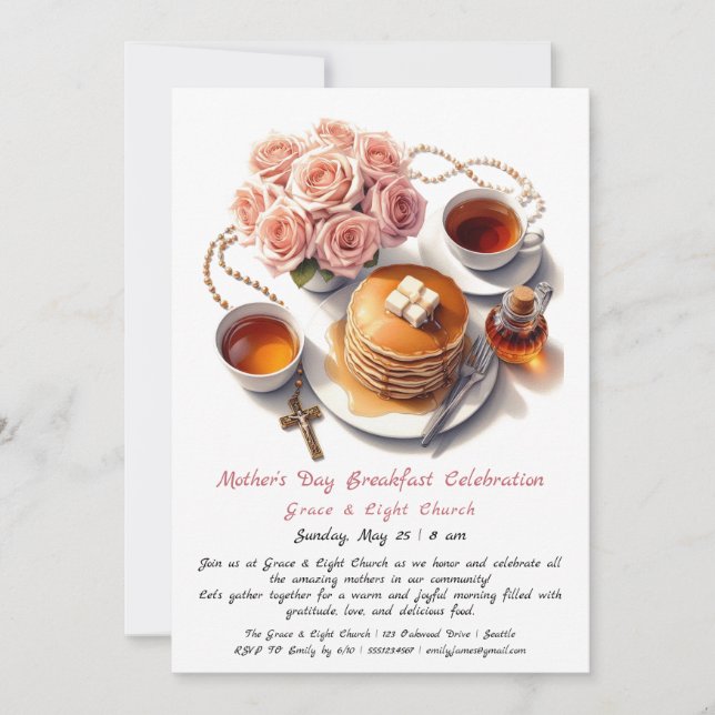 Fête des mères Invitation pour le petit-déjeuner - (Devant)