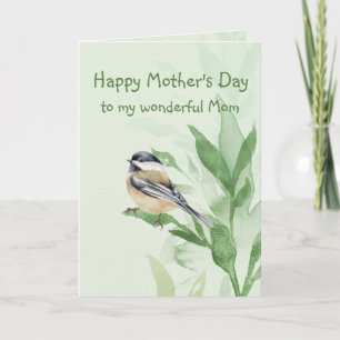 Fête des mères Maman Mère Chickadee Garden Carte d