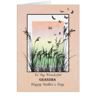 Fête des mères pour grand-mère, avec des papillons