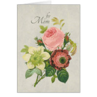 Fête des mères Redouté Rose rose carte CC1111