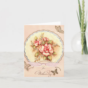 Fête des mères vintage avec carte des papillons