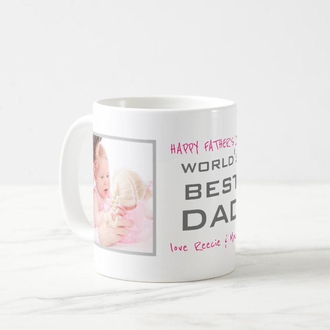 Fête des pères 2 Photo Personnalisé Café Mug (Devant gauche)