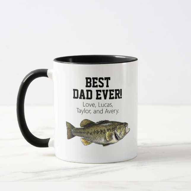 Fête des pères Best Papa Bass Pêche Noms Mug (Gauche)