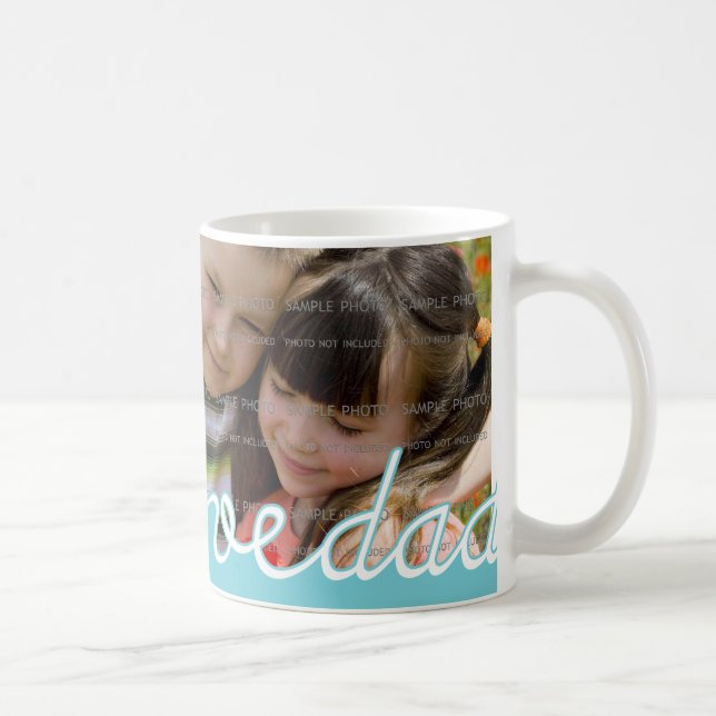 Fête des pères bleue Mugs personnalisés avec photo (Droite)