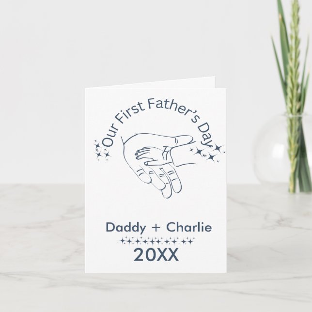 Fête des pères Carte de voeux pliée à petite main (Devant)