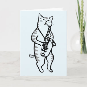 FÊTE DES PÈRES CHAT JOUER CARTE SAXAPHONE